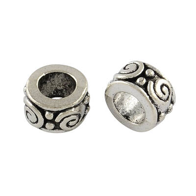 Tibetan Style Zinc Alloy Flat Round European Beads