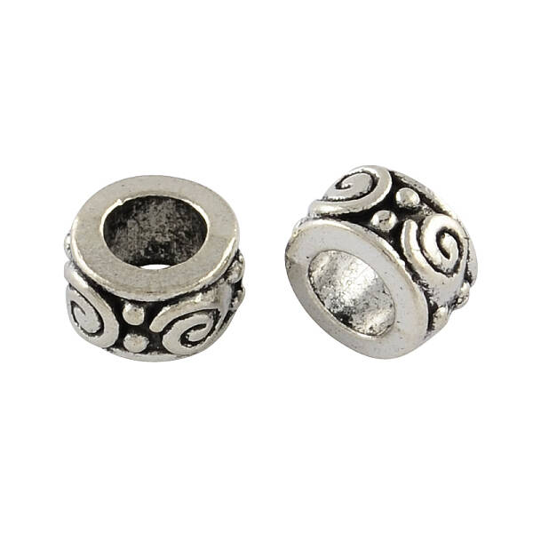 Tibetan Style Zinc Alloy Flat Round European Beads