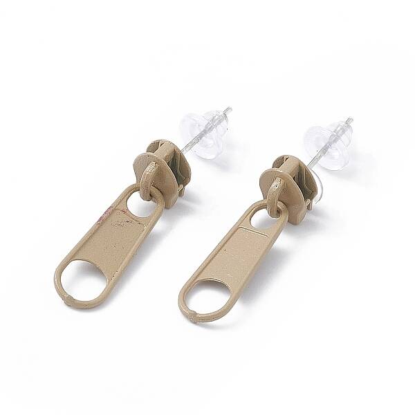Alloy Zipper Buckle Dangle Stud Earrings with Iron Pins for Women