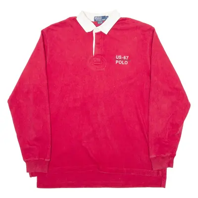 POLO RALPH LAUREN Mens Polo Shirt Red Long Sleeve L