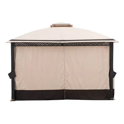 SUNJOY Beige+Dark Brown Replacement Curtain For Clarkson V2 Gazebo (10x12 FT) A101014701 Sold At BJ