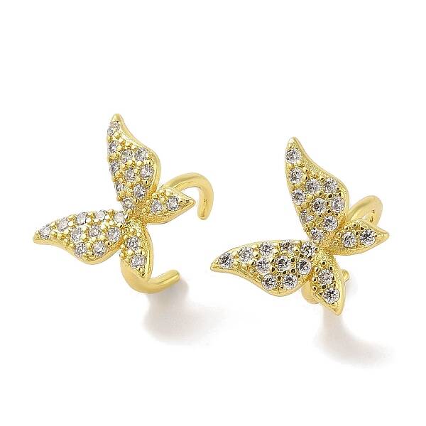 Brass Micro Pave Clear Cubic Zirconia Cuff Earrings