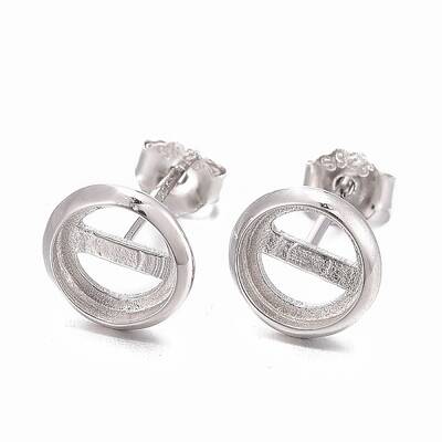 Anti-Tarnish Rhodium Plated 925 Sterling Silver Stud Earring Settings