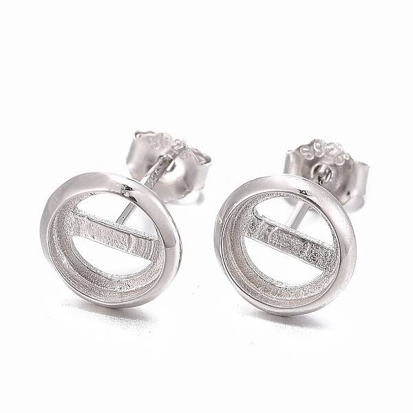 Anti-Tarnish Rhodium Plated 925 Sterling Silver Stud Earring Settings