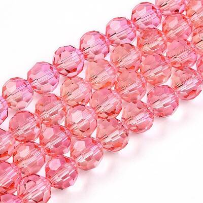 Baking Paint Transparent Glass Beads Strands
