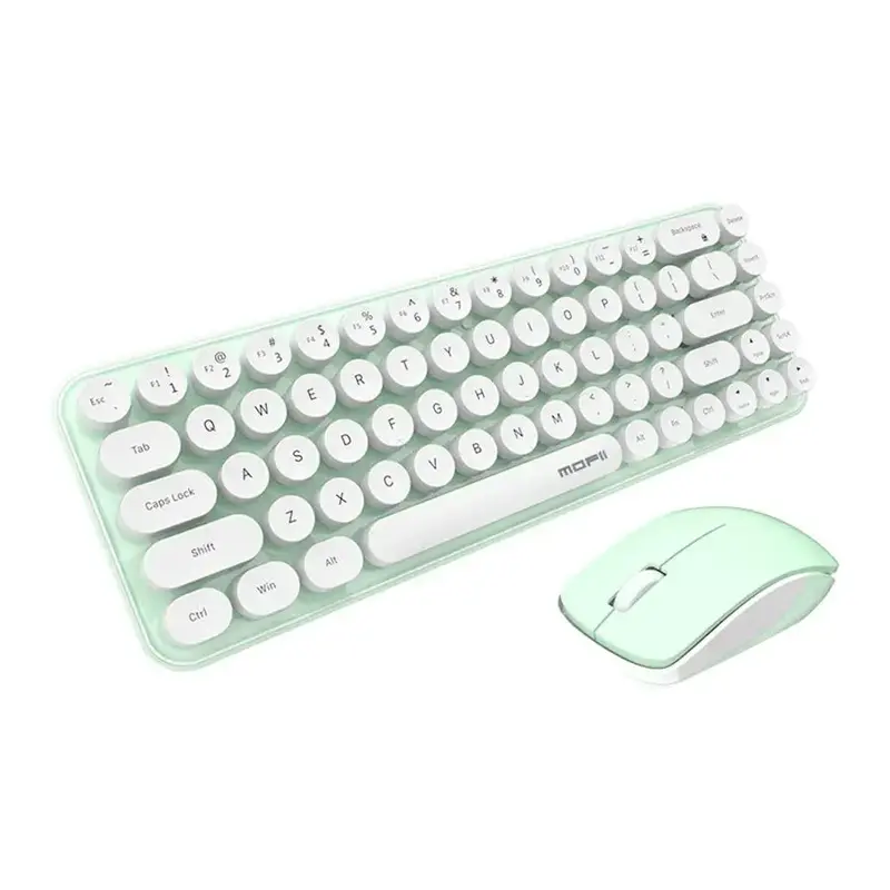 Chic Wireless Keyboard & Mouse Set, 2.4GHz Connectivity Round Keys Keyboard & Mouse Set, Perfect Gift for Students Office Wor...