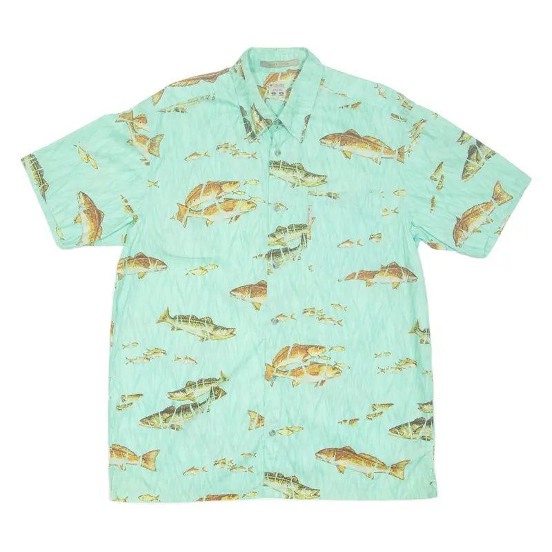 COLUMBIA River Lodge Mens Shirt Blue Animal Print L