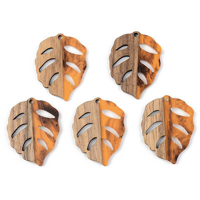 Autumn Theme Resin & Walnut Wood Pendants