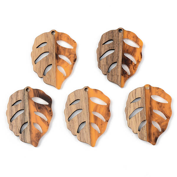 Autumn Theme Resin & Walnut Wood Pendants