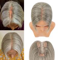 Vasilia Hair Toppers for Women 10inch Silver Grey Hair Toppers 100% Remy Hair Toppers for Women with Thinning Hair Real Human...