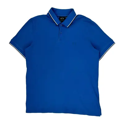 Armani Exchange Slim Fit Polo Shirt - Medium Blue Cotton