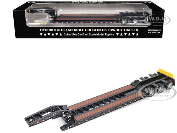 Trail King TK120 Hydraulic Detachable Gooseneck Lowboy Trailer Black (Regular Version) Transport Series 1/50 Diecast Model ...