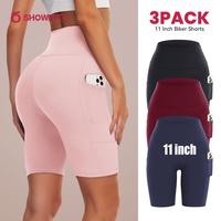SHOWITTY 3 Pack Women's Biker Shorts with Pockets, Plus Size 11\