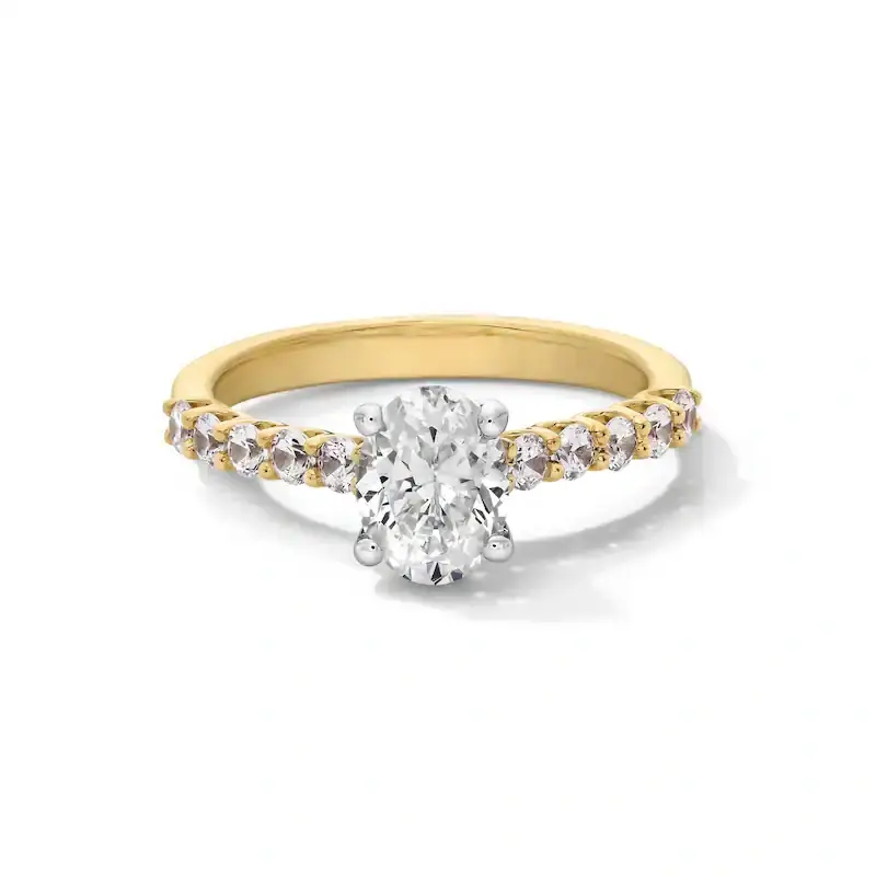 14K Gold 1 to 3.5 CT.T.W. Oval Lab Created Diamond Engagement Ring D VVS1 Clarity 3EX IGI Certified