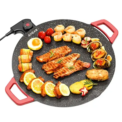 AORAN Portable Electric Korean BBQ Grill, Indoor Smokeless Grill, Non-stick Grill Pan, Adjustable Temperature Control, Nonsti...