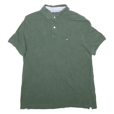 TOMMY HILFIGER Mens Polo Shirt Green Short Sleeve M