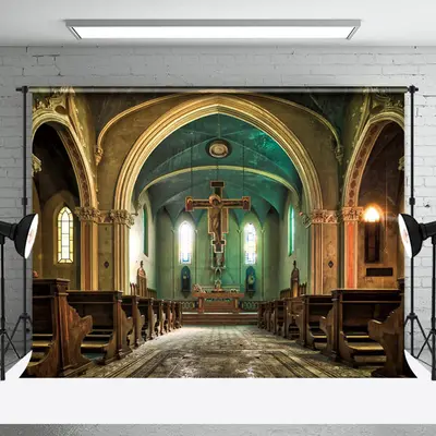 Vinatge Cross Medieval Church Photo Booth Backdrop - Aperturee