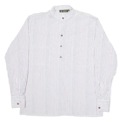 HOLLINGTON Mens Shirt White Striped Long Sleeve M