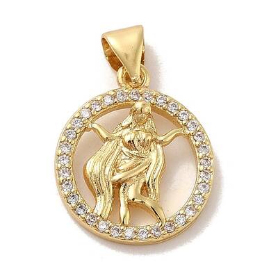 Zodiac Theme Brass Micro Pave Cubic Zirconia Pendants