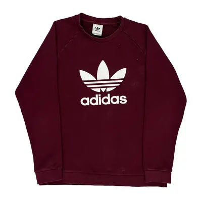 Adidas Graphic Sweatshirt - XL Burgundy Cotton Blend