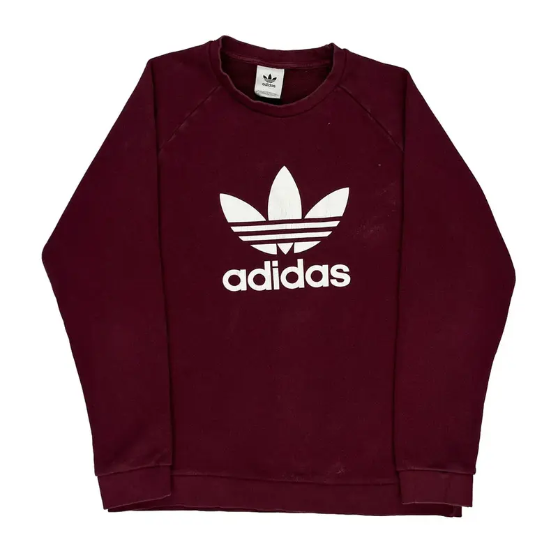 Adidas Graphic Sweatshirt - XL Burgundy Cotton Blend