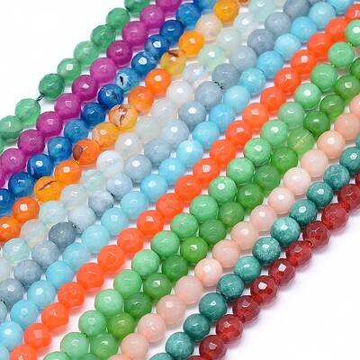 Natural White Jade & Agate Beads Strands