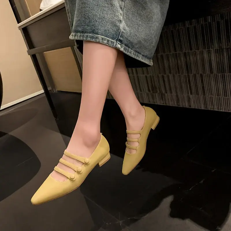 CHIKO Aamira Pointy Toe Block Heels Mary Jane Shoes