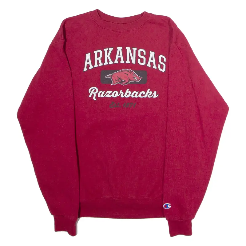 CHAMPION Arkansas Razorbacks Mens Sweatshirt Red Crew Neck USA S