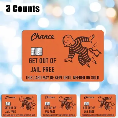 Cartoon & Letter Pattern Card Sticker, 3 Counts/set Waterproof Card Sticker, Durable and Fashionable Card Decal for Personal ...