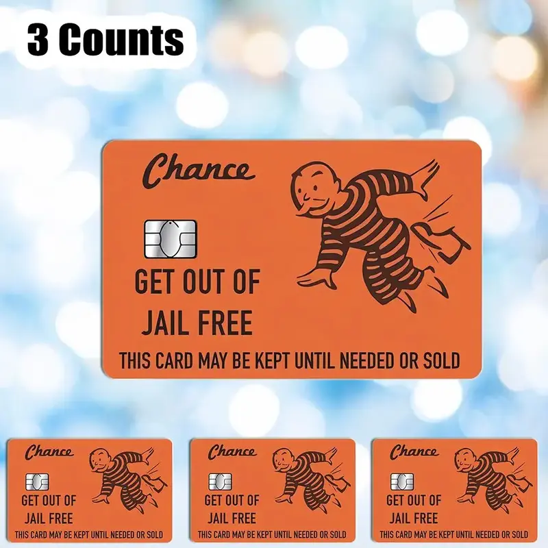 Cartoon & Letter Pattern Card Sticker, 3 Counts/set Waterproof Card Sticker, Durable and Fashionable Card Decal for Personal ...