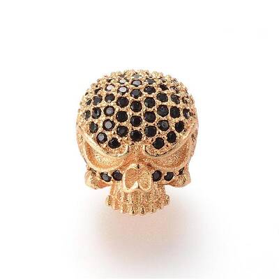 Brass Micro Pave Cubic Zirconia Beads