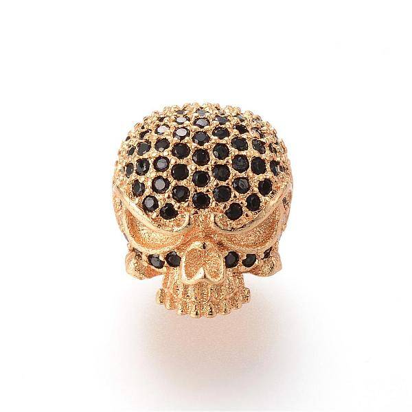 Brass Micro Pave Cubic Zirconia Beads