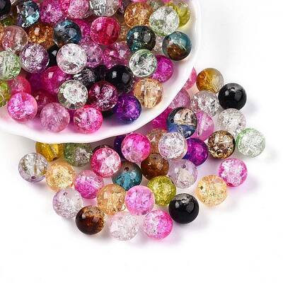 Baking Painted Transparent Crackle Glass Beads