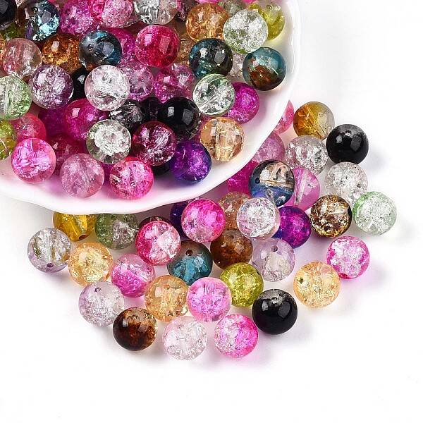 Baking Painted Transparent Crackle Glass Beads