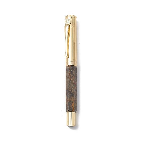 Natural Coffee Jasper Brass Pens