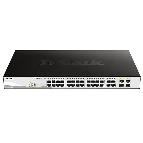 DGS-1210-24P D-Link DES-1210 Series 24 x 10/100/1000Base-T RJ-45 PoE and 4 x Combo RJ-45/SFP (mini-GBIC) Ports Layer 2 Gigabi...