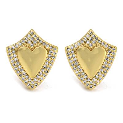 Rack Plating Brass Micro Pave Clear Cubic Zirconia Stud Earrings