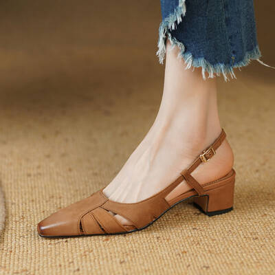 CHIKO Jerilyn Square Toe Block Heels Slingback Shoes
