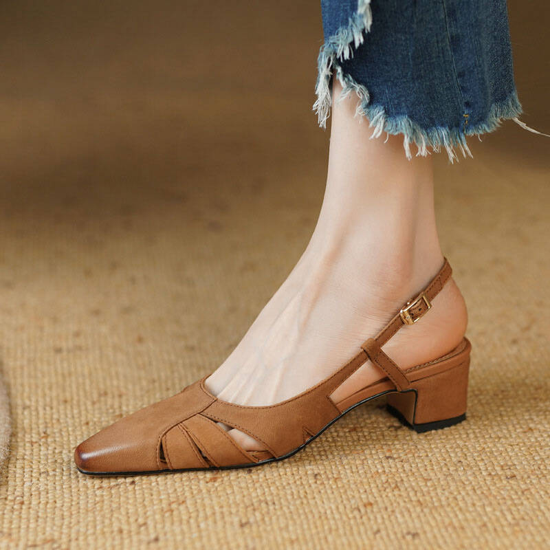 CHIKO Jerilyn Square Toe Block Heels Slingback Shoes