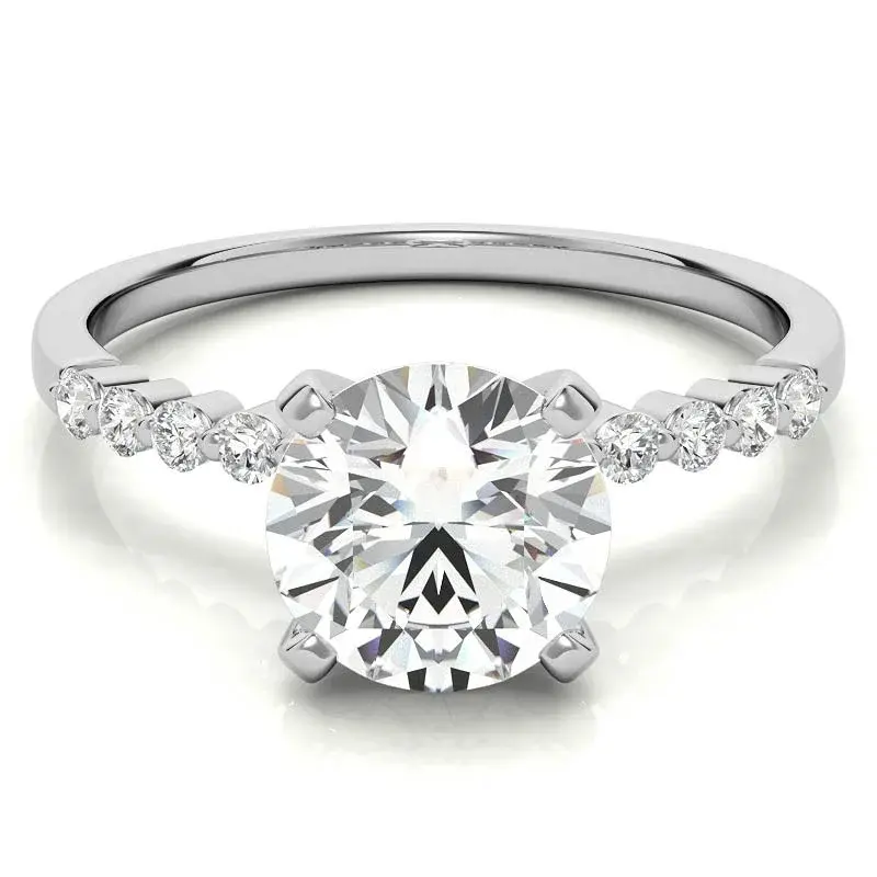 10K White Gold Round Cut Moissanite Engagement Ring