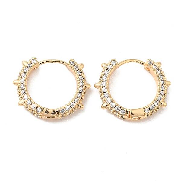 Brass Micro Pave Cubic Zirconia  Hoop Earrings