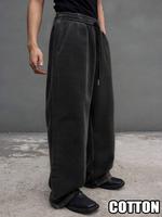 Men's Solid Color Cotton Cargo Pants, Street Fashion Casual Regular Fit Trousers for Daily Wear, Men's Bottoms for Spring & F...