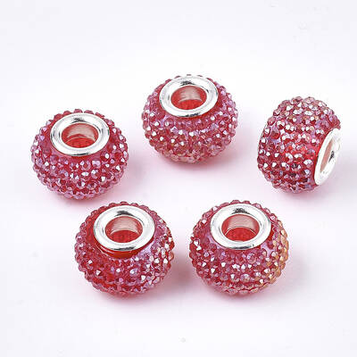 Resin Rhinestone European Beads