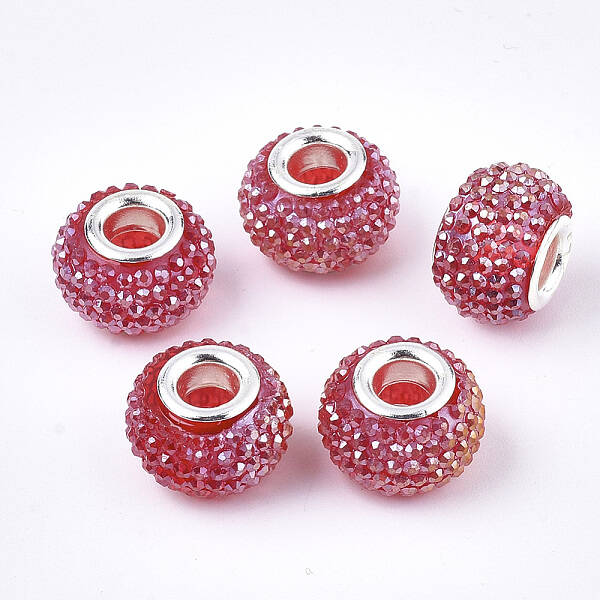 Resin Rhinestone European Beads