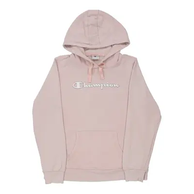 Champion Spellout Hoodie - 2XL Pink Cotton Blend