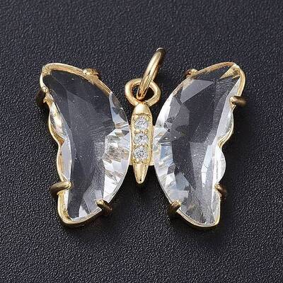 Brass Micro Pave Clear Cubic Zirconia Pendant