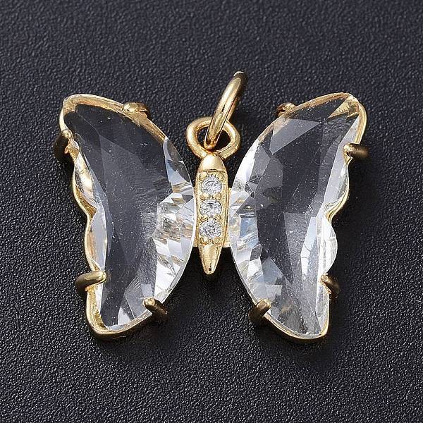 Brass Micro Pave Clear Cubic Zirconia Pendant