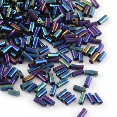 Plated Glass Bugle Beads