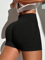 Women's Solid High Waist Gym Shorts, Breathable Comfortable High Stretch Yoga Shorts, Ladies Sportswear for Indoor Outdoor We...
