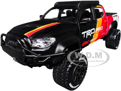 2023 Toyota Tacoma TRD PRO Off Road Pickup Truck Matt Black with Graphics and Roofrack Maisto Design Series 1/27 Diecast Mo...